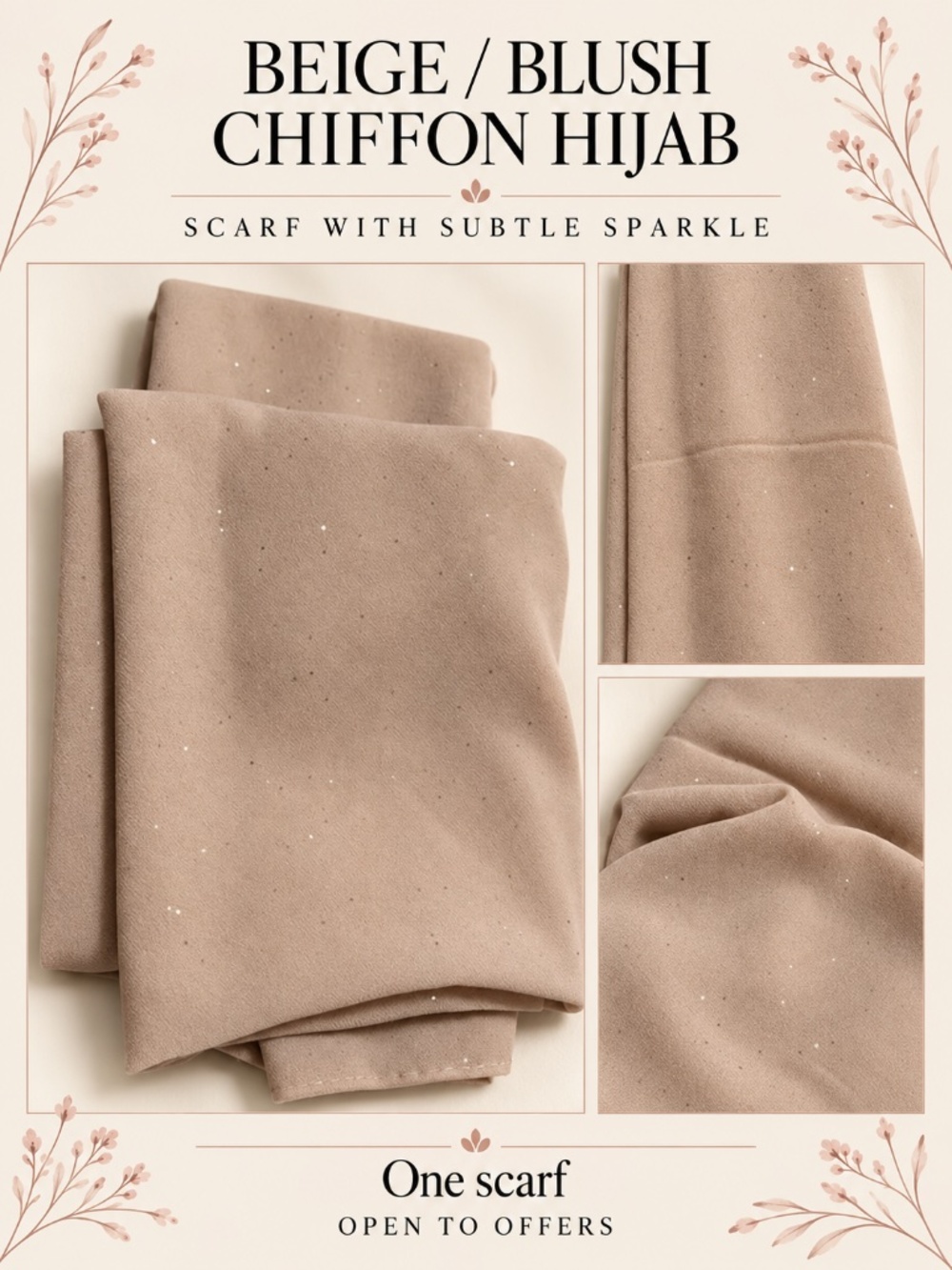 Beige Blush Sparkly Chiffon Hijab